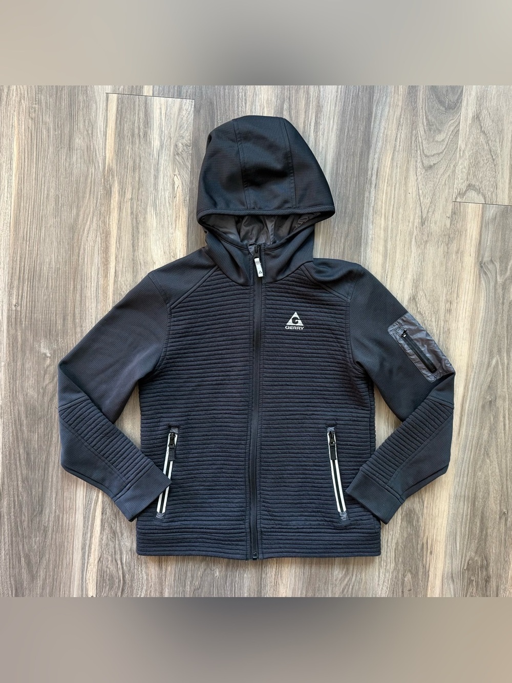 Gerry Softshell Black Zip-Up Hooded Jacket Size Youth M (10-12) - Picture 2 of 5